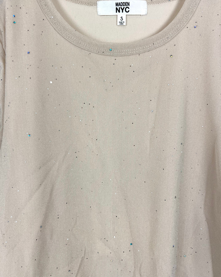 Cream Long Sleeve Sparkle Top - Size 2/4