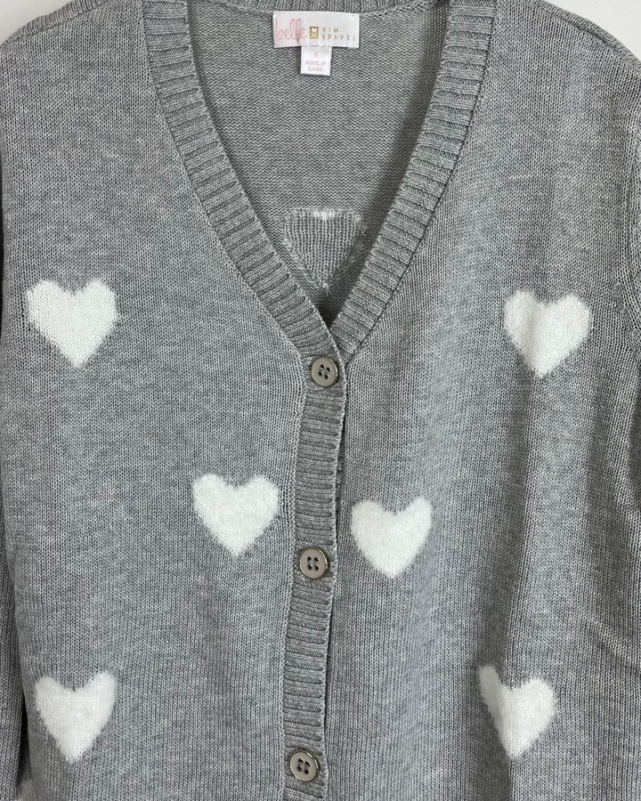 Gray Heart Cardigan - Size 6/8