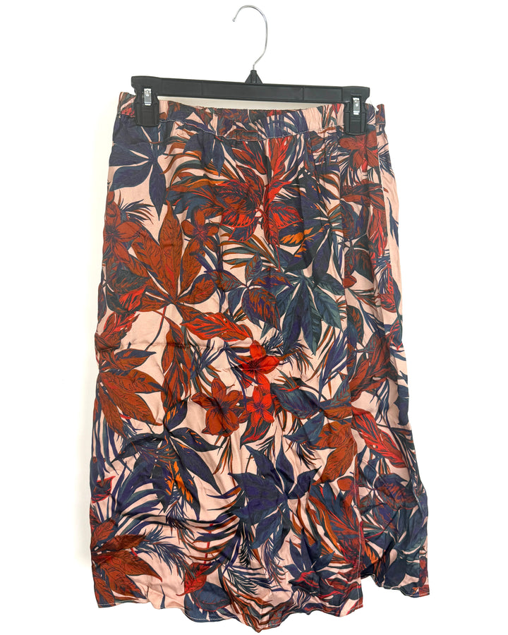 Peach and Burnt Orange Floral Skirt - Size 4/6