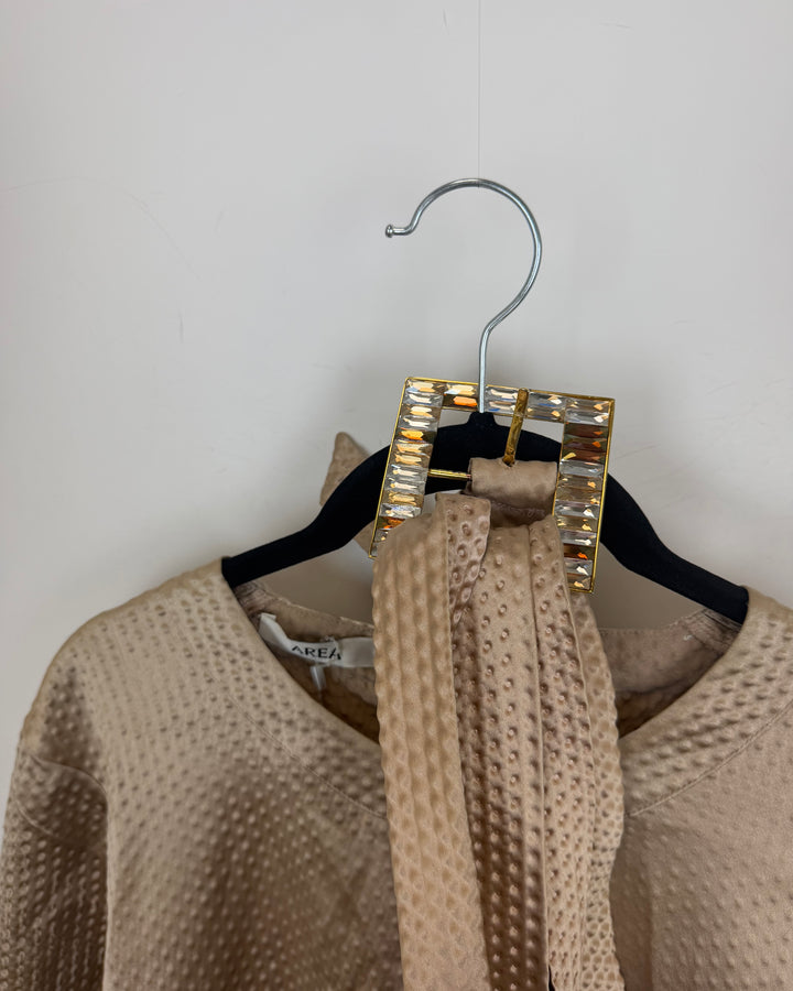 Champagne Textured Belted Top -  Size 6/8