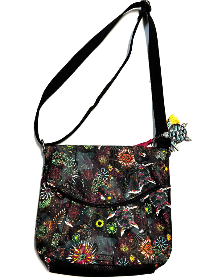 Black Water Motif Crossbody Bag