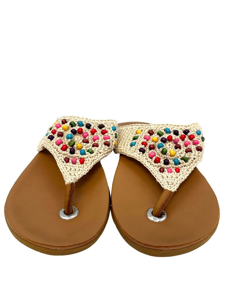 Multi Color Beaded Crochet Sandals - Size 6