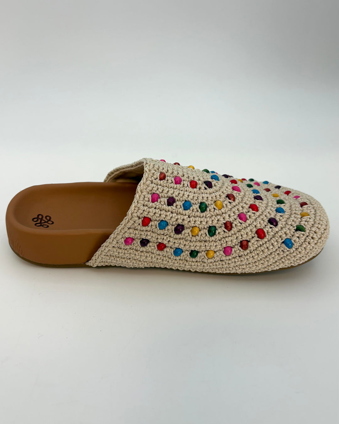 KIDS Tan Crochet Colorful Bead Clogs - 4Y and 5Y
