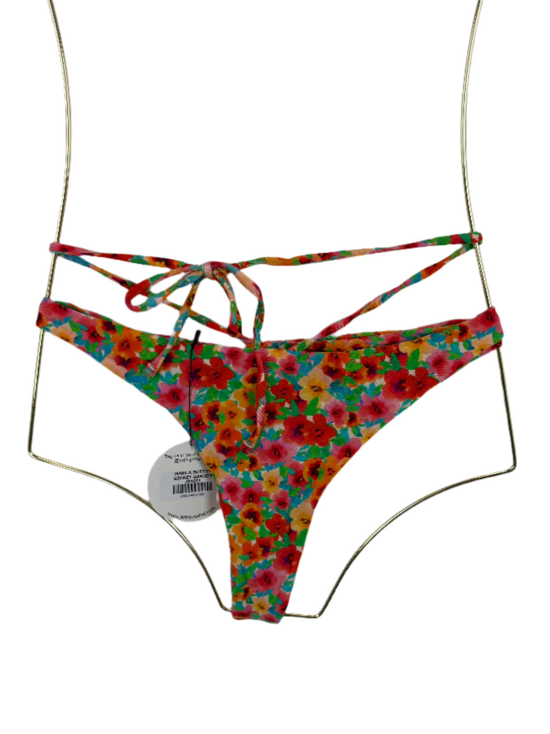Multi Colored Floral Thong Bikini Bottom - L, XL, XXL