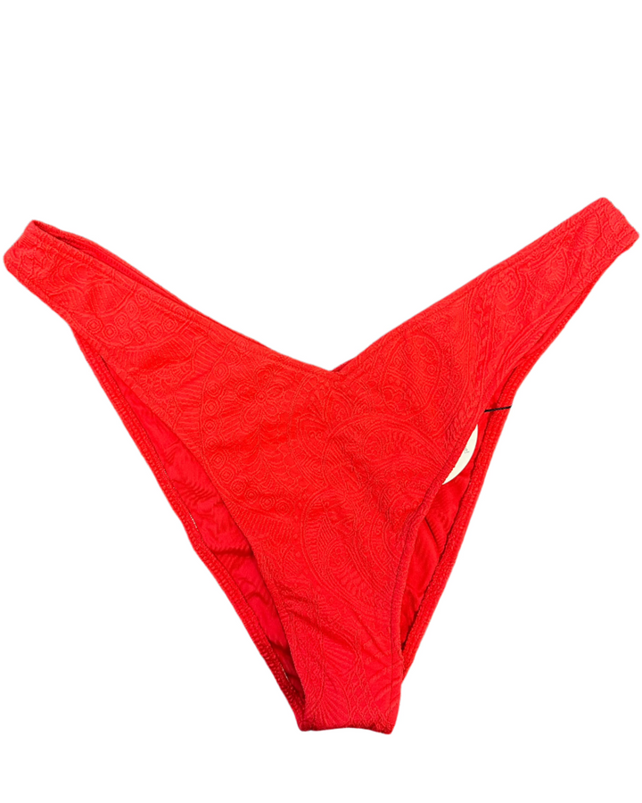 Red Embossed High Cut Bikini Bottom - Extra Large and Extra Extra Large