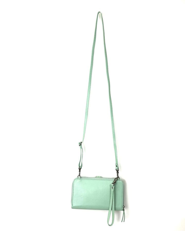 Mint Leather Crossbody Bag / Wristlet