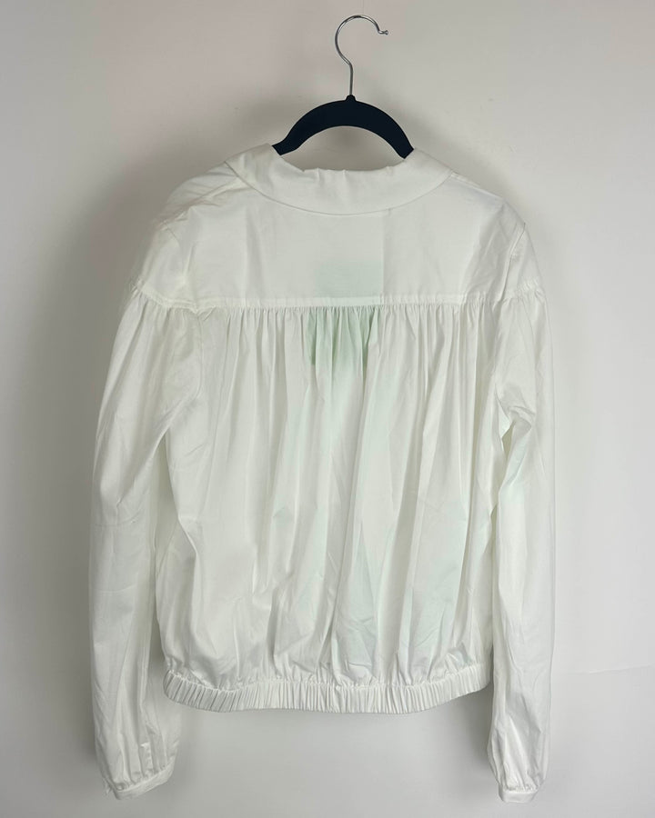 White V Neck Collared Shirt - Size 4/6
