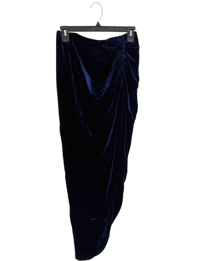 Navy Blue Velvet-Like Skirt - Size 4