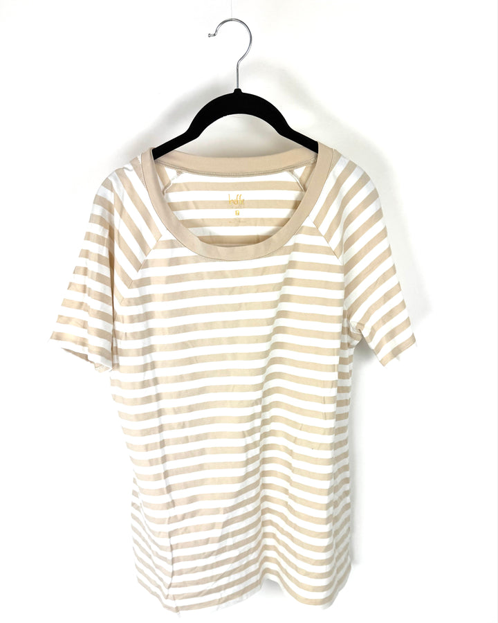 Tan Striped T-Shirt - Size 6/8