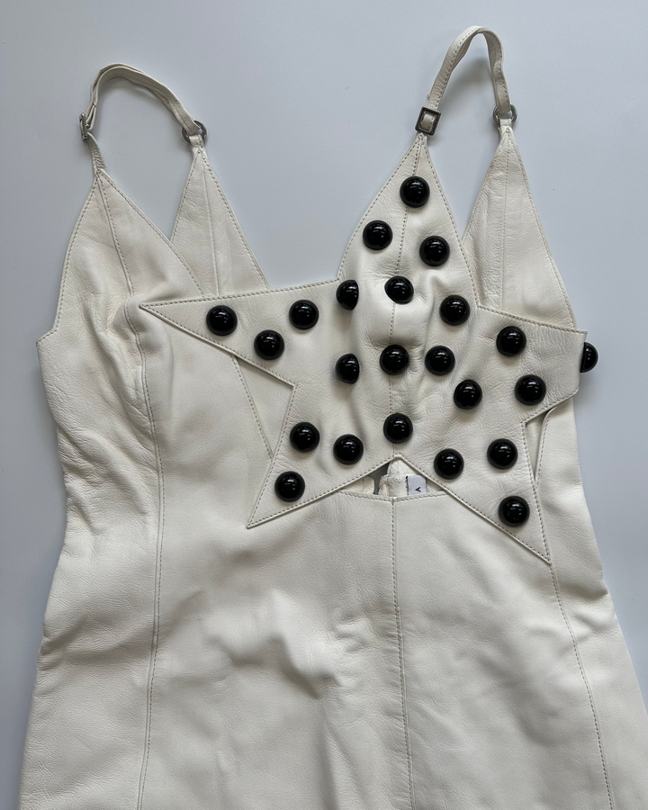 Warm White Leather Star Dress - Size 4 and 6