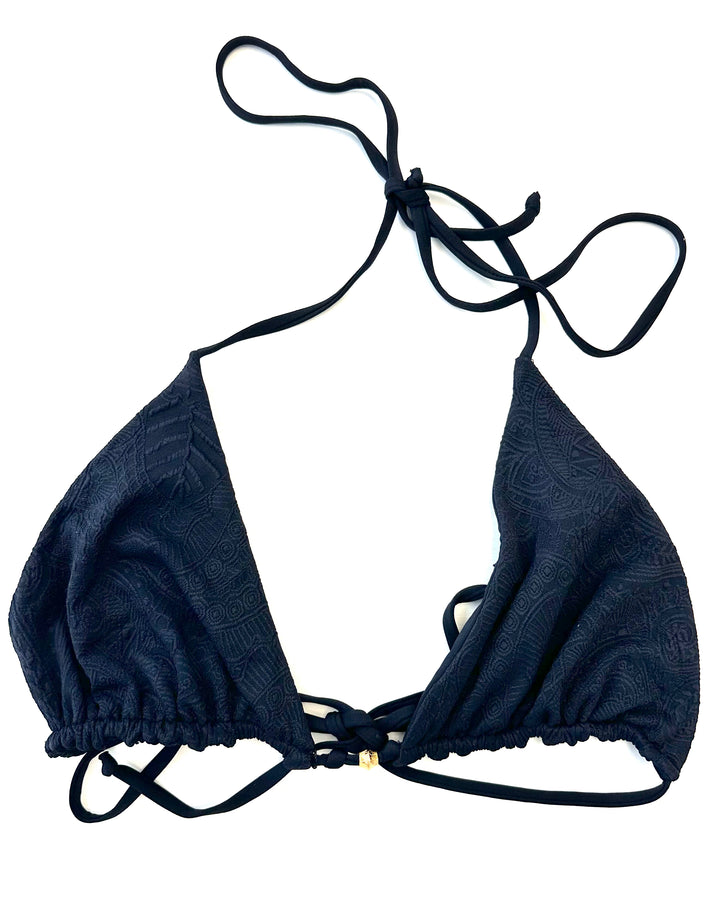 Black Embossed Triangle Bikini Top - Extra Extra Large