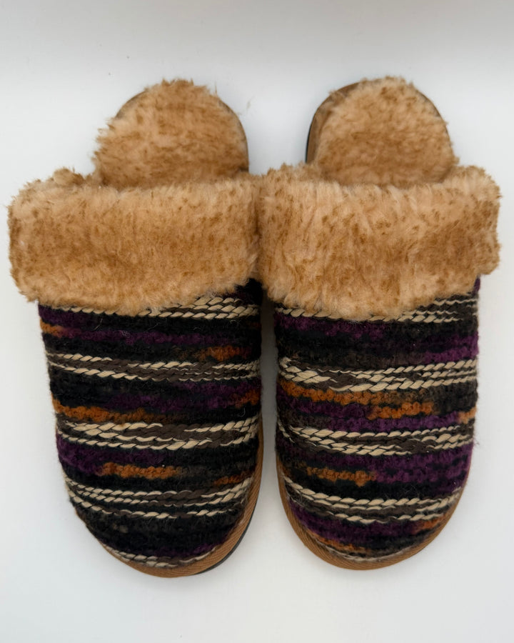 Purple & Brown Sherpa Slippers - Size 10/11