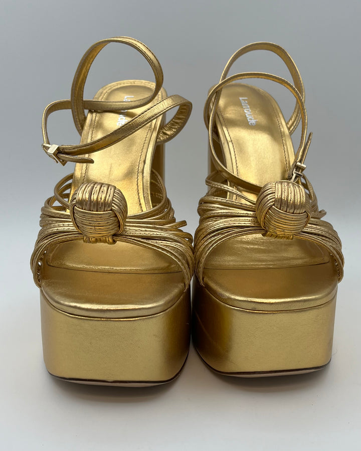 Gold Metallic Platform Heels - Size 7.5