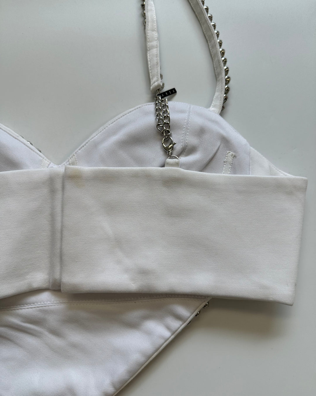 White Heart Gem Stone Crop Top - Small and Medium