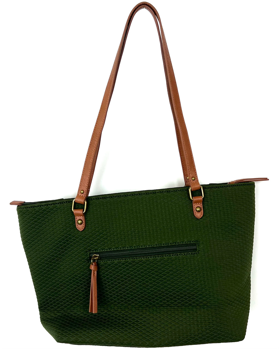 Olive Green Textured Shoulder Bag