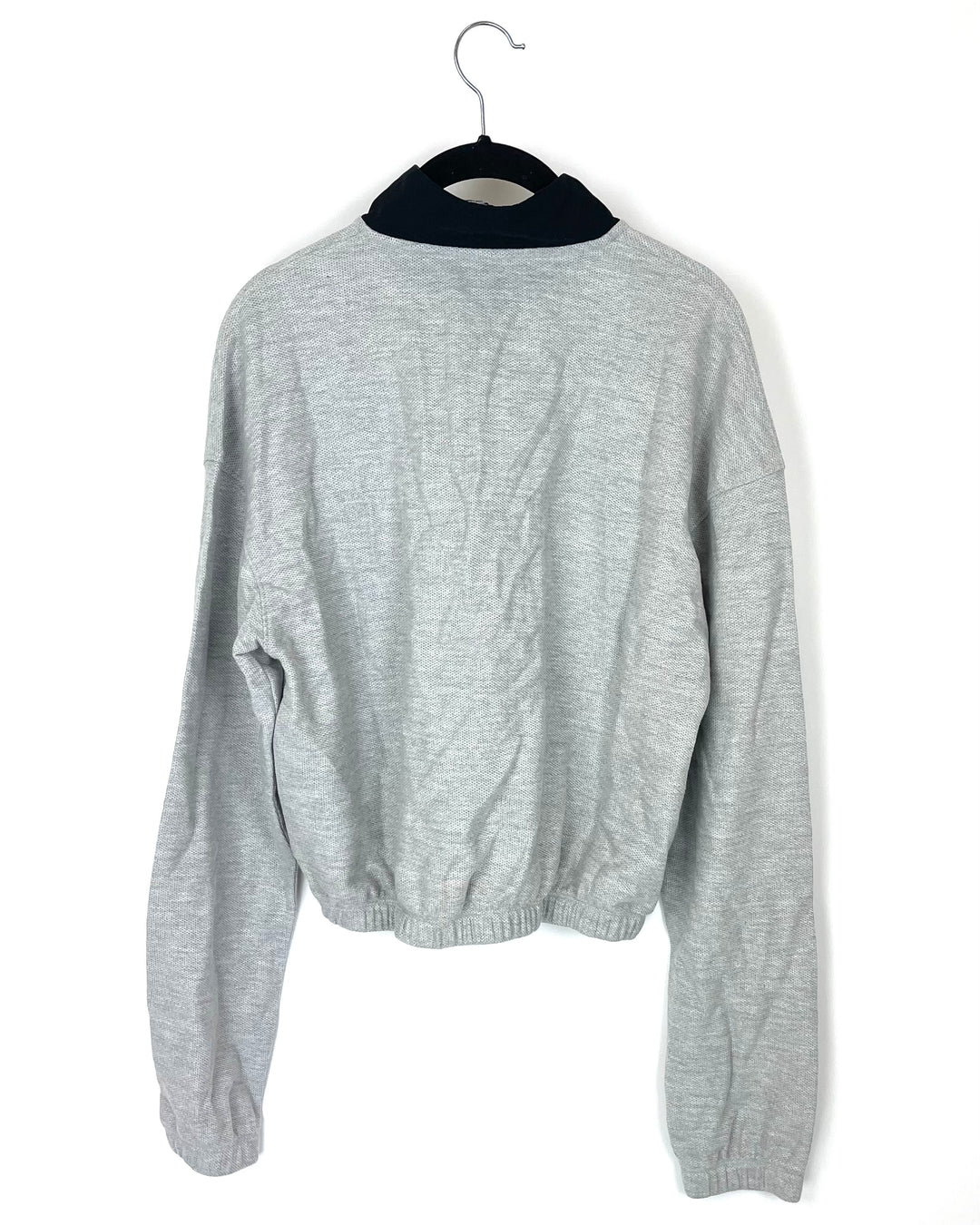 Gray and Black Waffle Quarter Zip - Medium