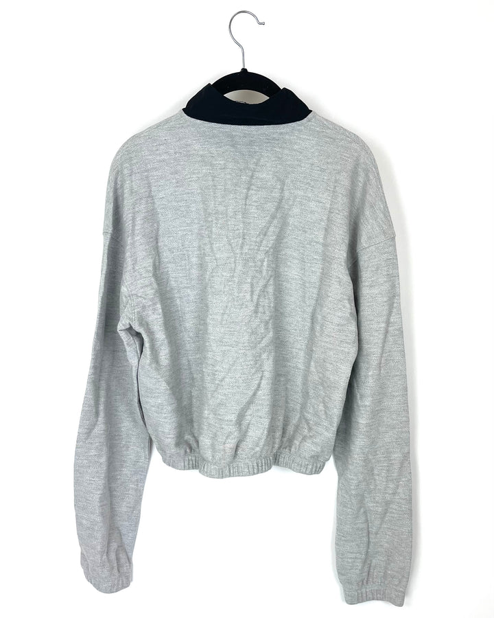 Gray and Black Waffle Quarter Zip - Medium