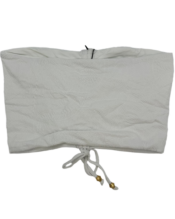 White Embossed Bandeau Bikini Top -  XS, L, XL, XXL