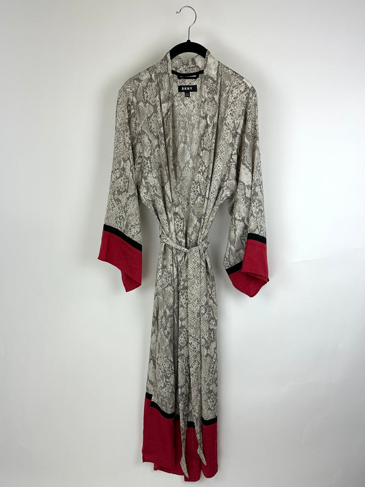 Grey Snake Skin Print Robe - S/M