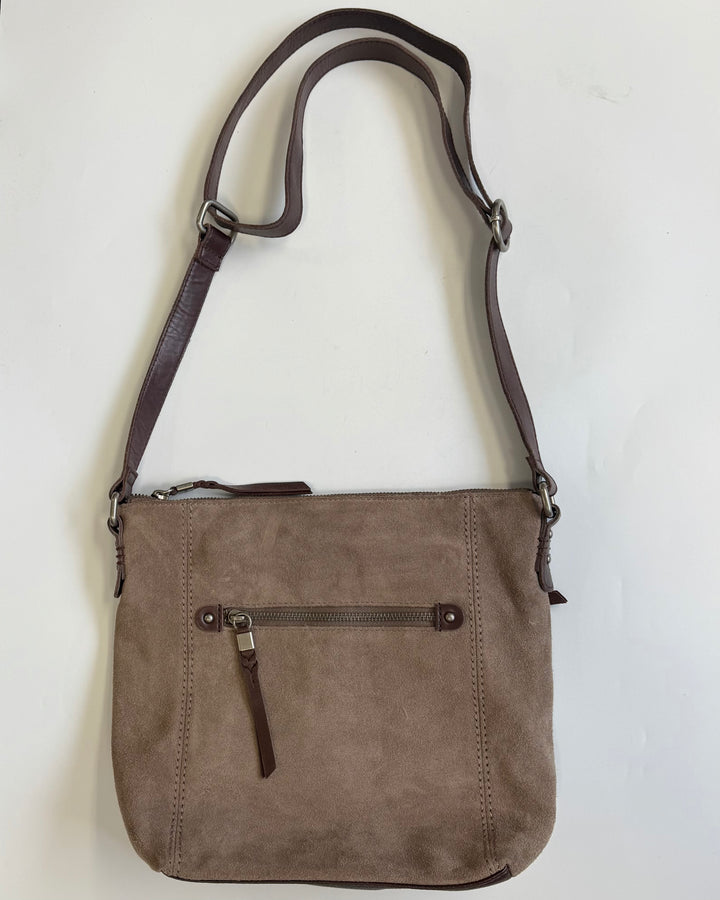 Dull Brown Suede Crossbody Bag