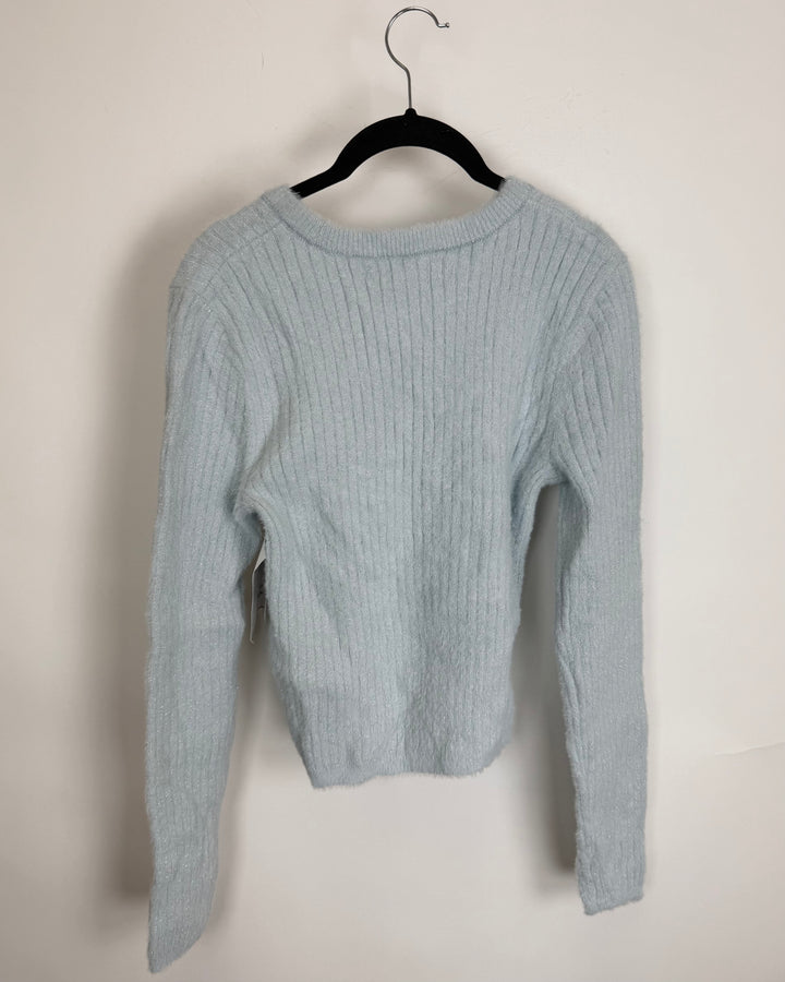 Pale Blue Metallic Sweater - Size 0/2