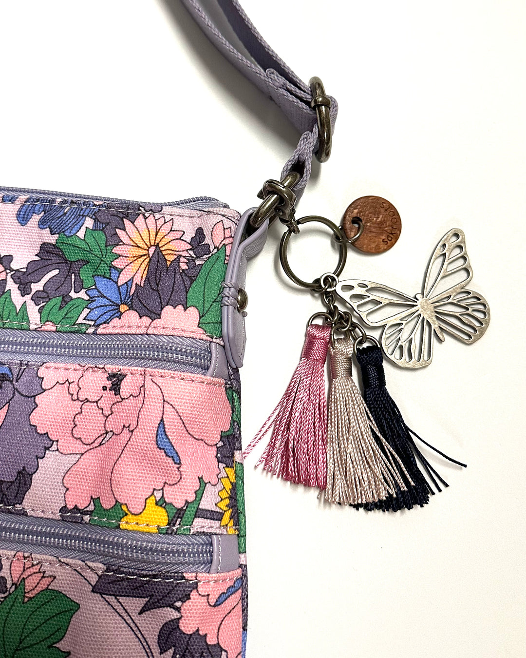 Purple Floral Print Crossbody Bag