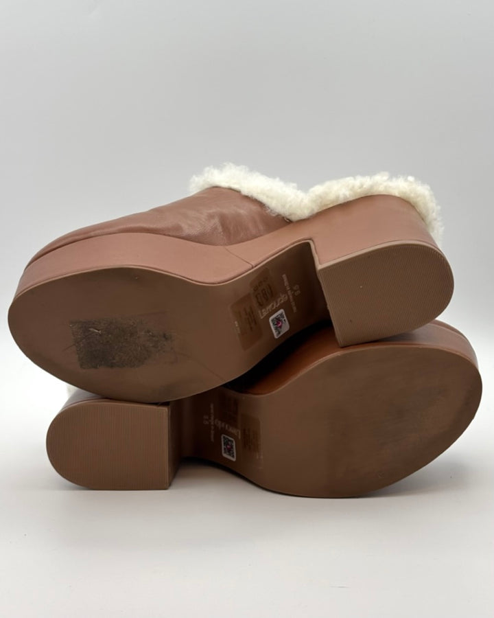 Cognac Leather and Sherpa Clog - Size 6.5 and 9.5