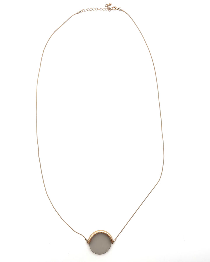 Gold Grey Circle Long Necklace