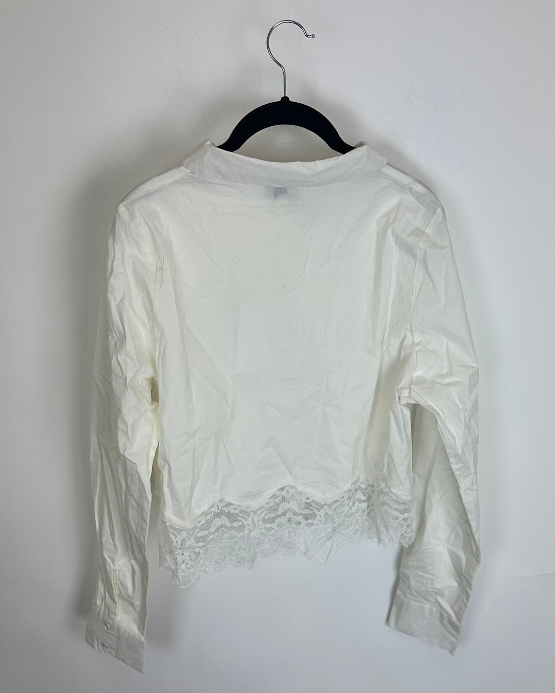 White Lace Trim Button Down - Size 0/2 and 6/8
