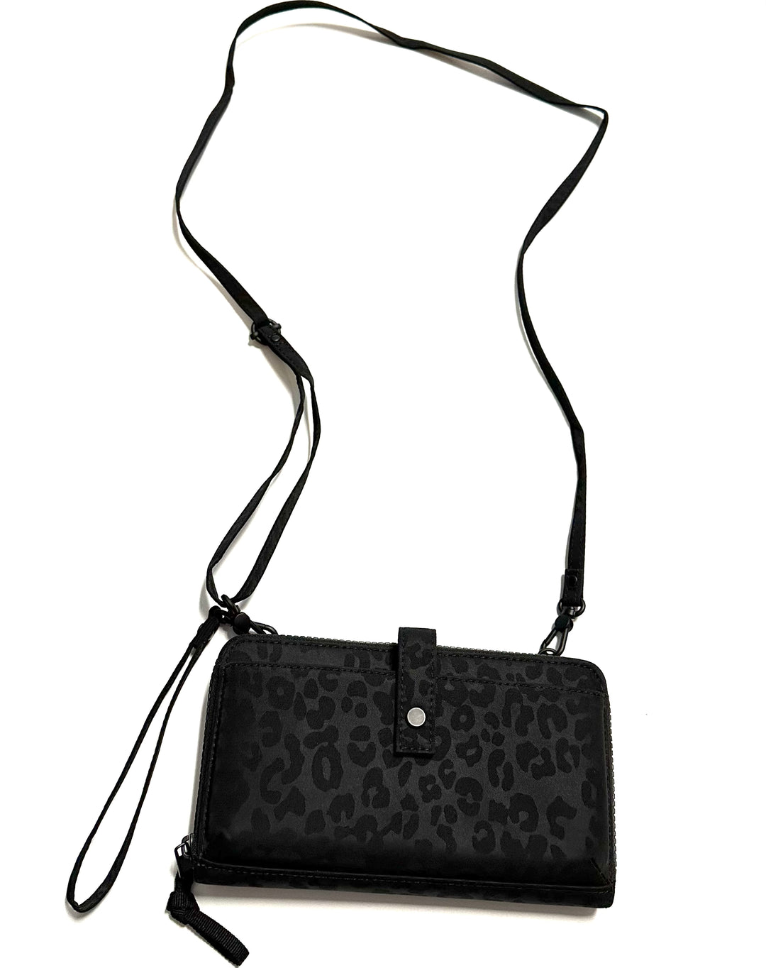 Black Leopard Print Wallet/Wristlet/Crossbody Bag