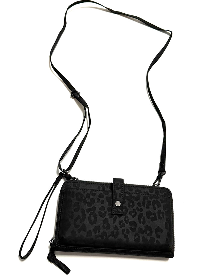 Black Leopard Print Wallet/Wristlet/Crossbody Bag