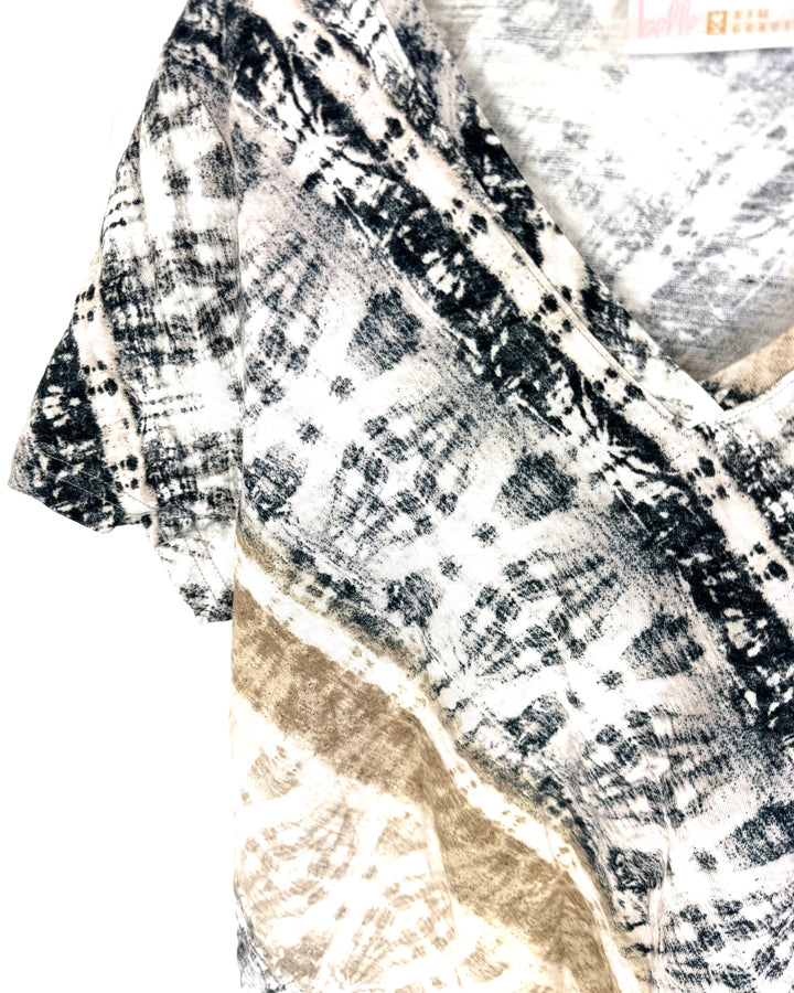Black And Beige Tie-Dye T-Shirt - Size 6/8