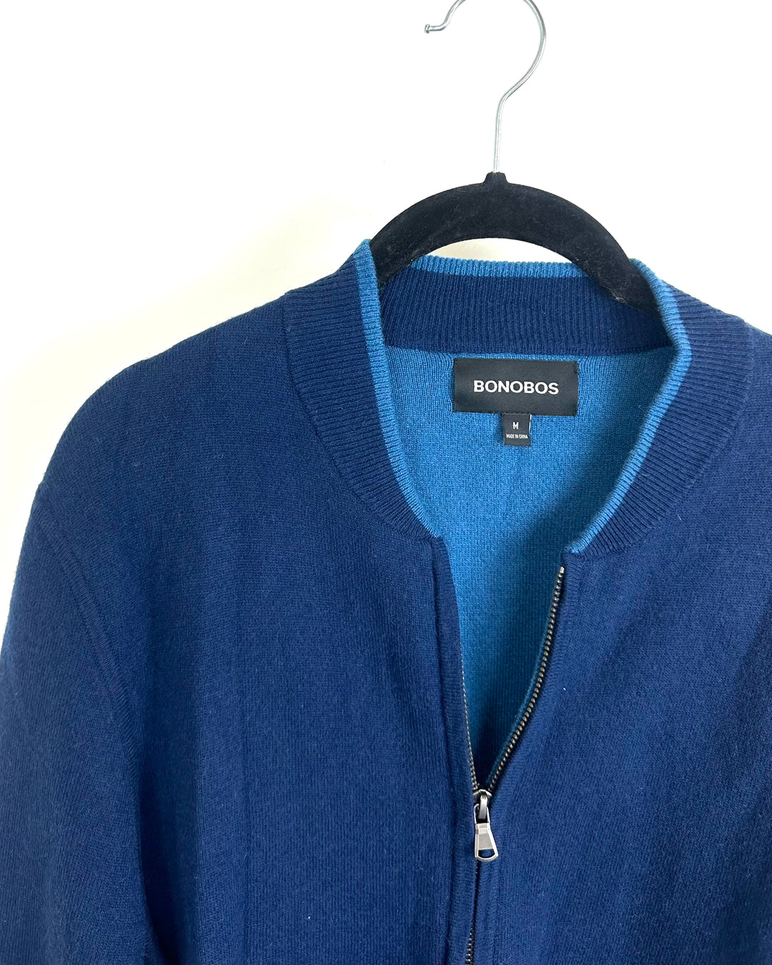 Dark Blue Zip Up Knit Jacket - Mens Medium / Womens Large