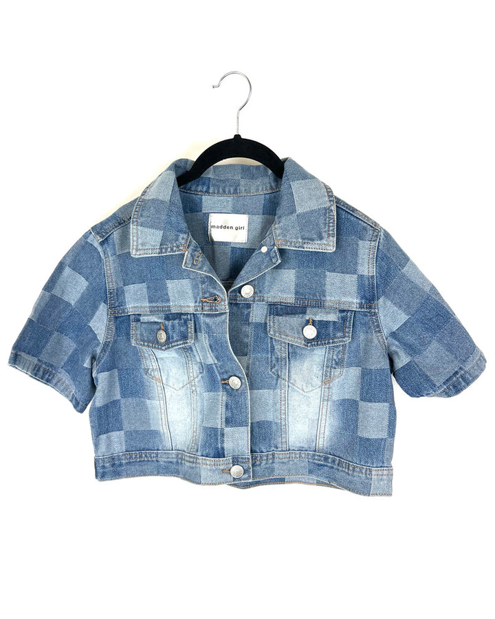 Blue Denim Cropped Short-Sleeve Shirt - Size 2/4