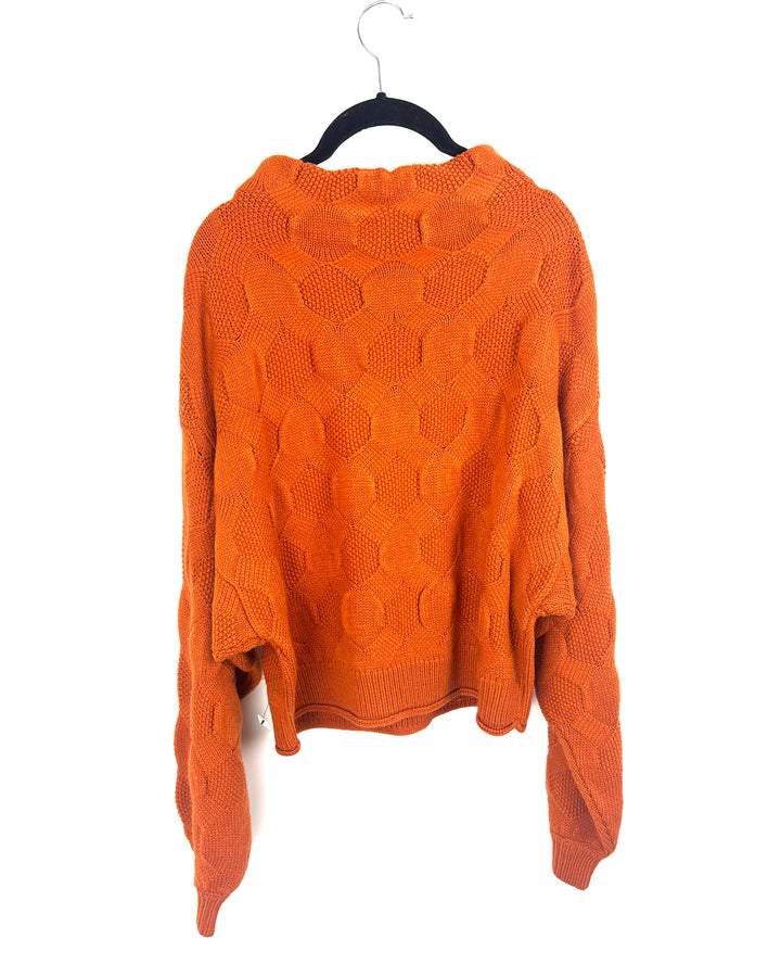 Orange Knit Mock Neck Sweater - Medium