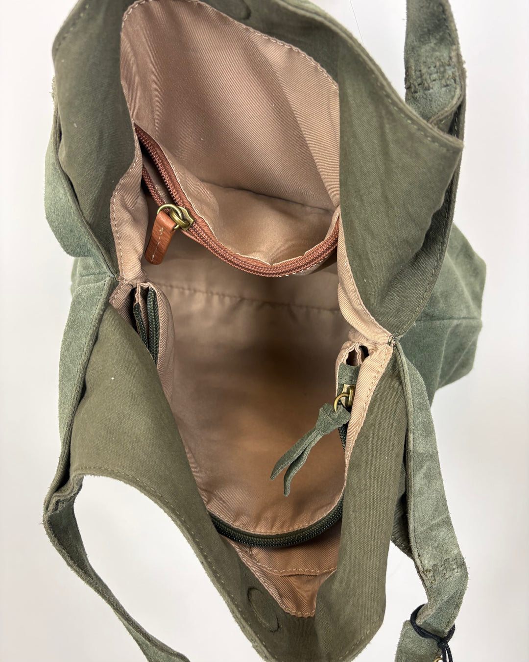 Dark Olive Green Suede Shoulder Bag