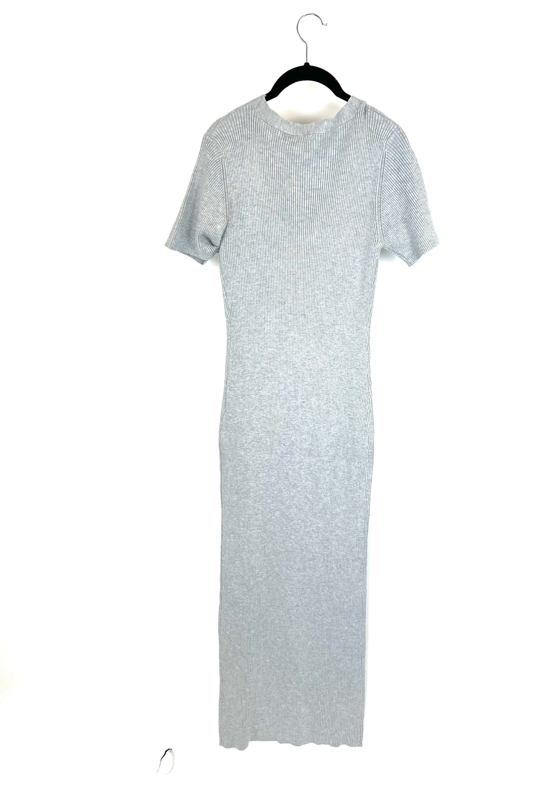 Grey Ribbed Bodycon Sweater Dress - Medium