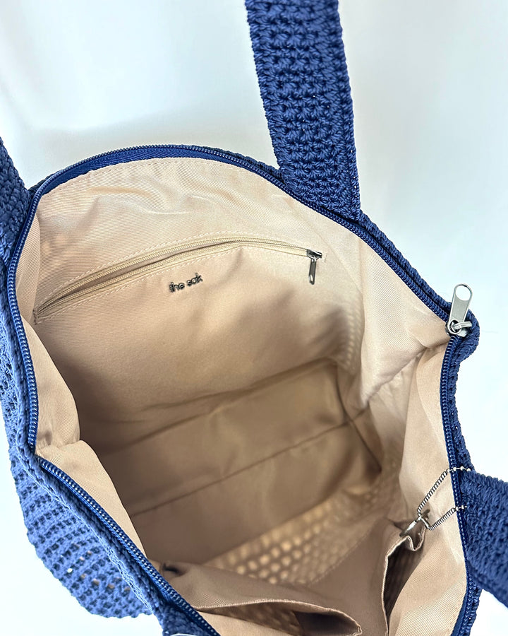 Dark Blue Crochet Tote Bag