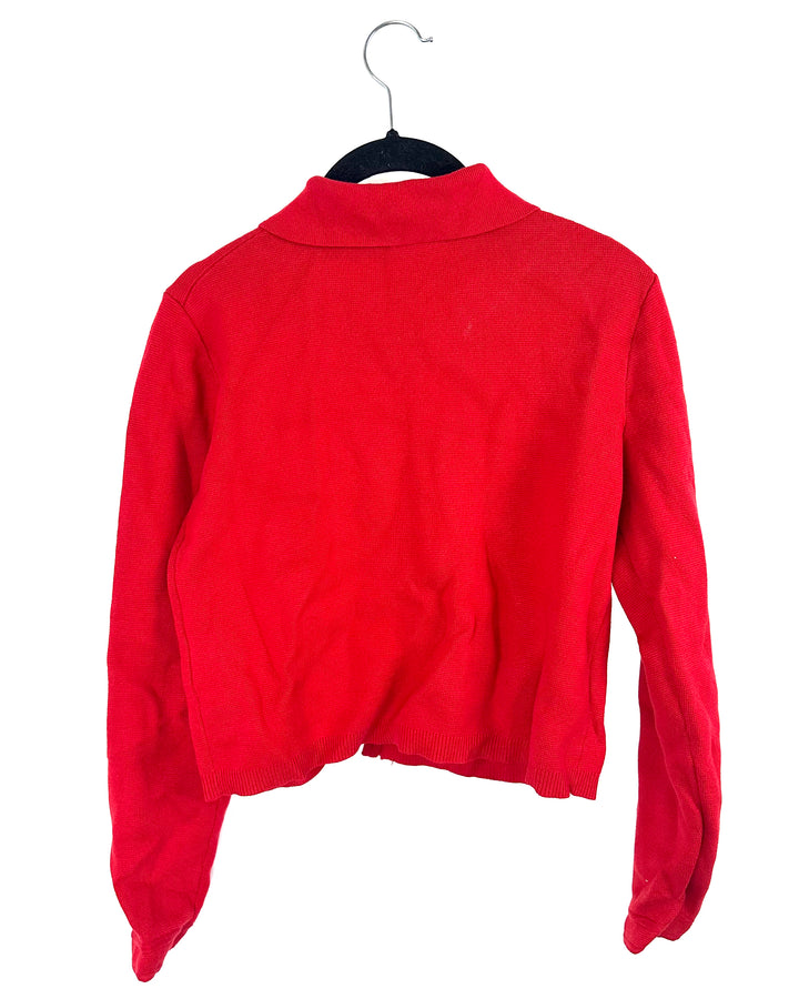 J.  Crew Red Collared Cardigan - Extra Small