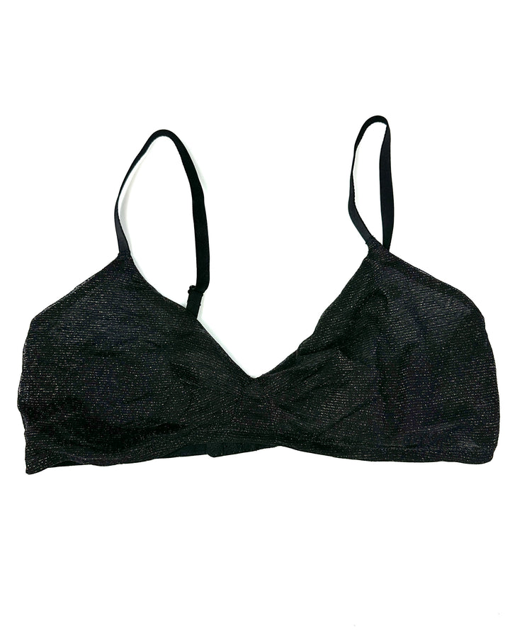 Metallic Black Mesh Bralette - Small