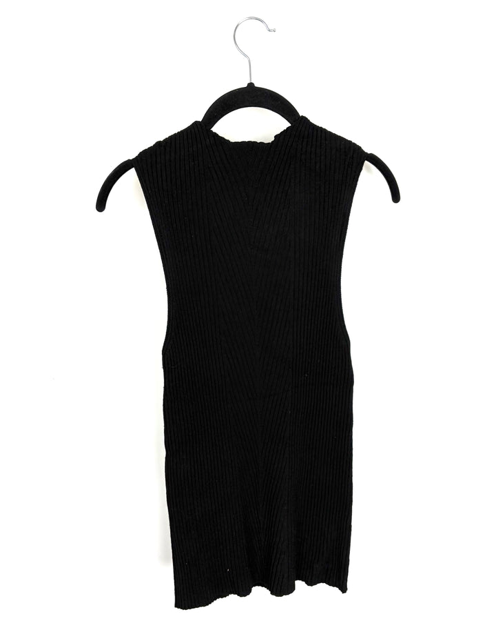 Black Ribbed Knit Tunic Top - Size 2/4