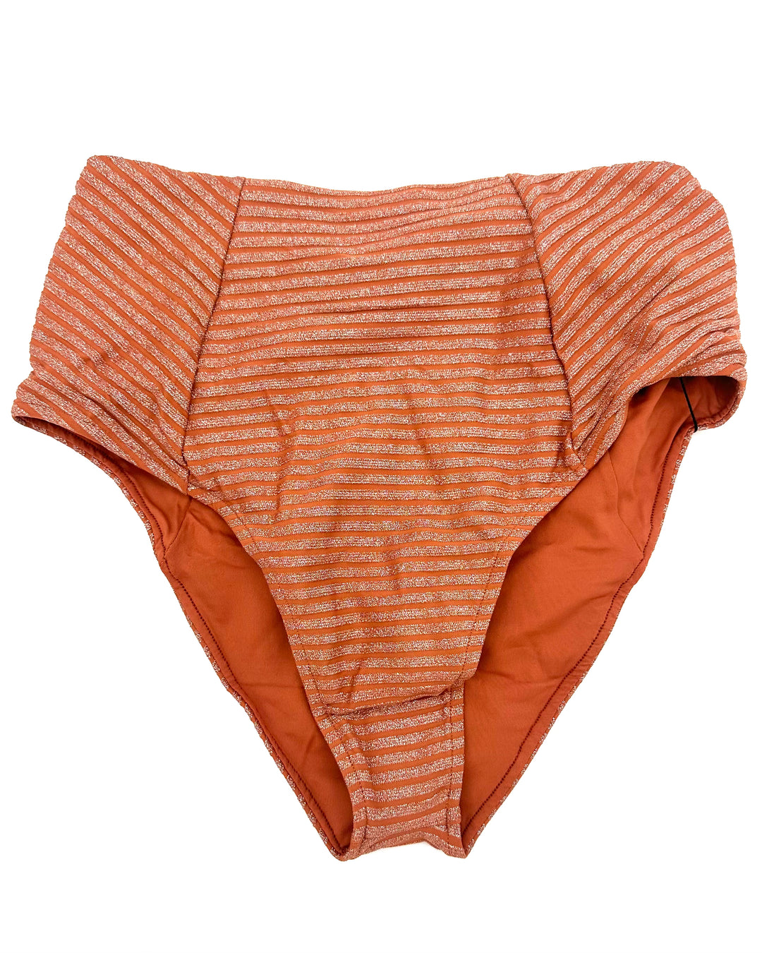 Metallic Brown High Waist Moderate Coverage Bikini Bottom - S, M, XL, XXL