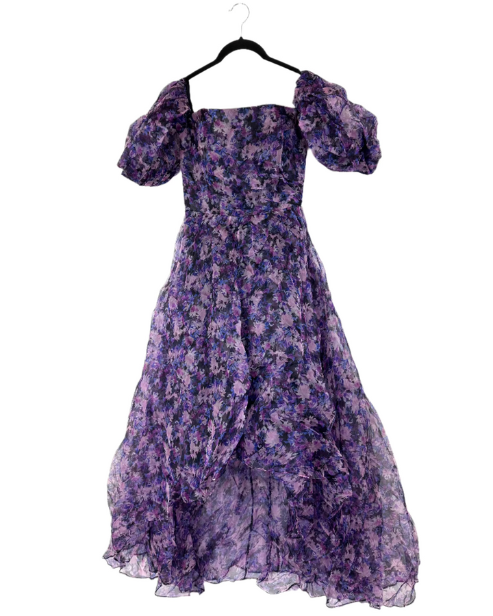 Violet Floral Off Shoulder Dress - Size 4/6