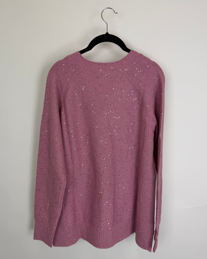 Milkshake Pink Sequin Glitter V-Neck Sweater - Size 6/8