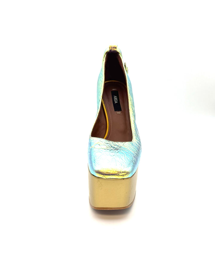Pink Opalescent Monogram Platform Heel - Size 40