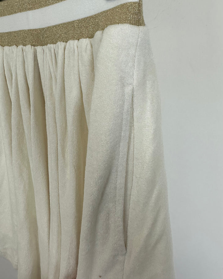 Off White and Gold Flowy Shorts - XS, S, M, L, XL