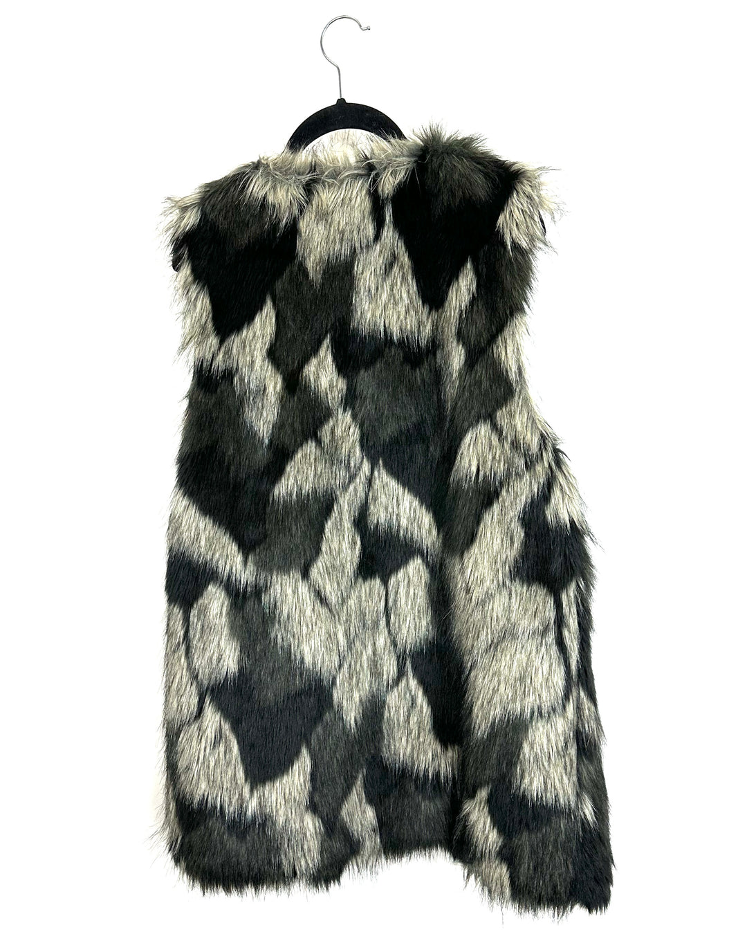 BCBGeneration Black And Beige Faux Fur Vest - Small