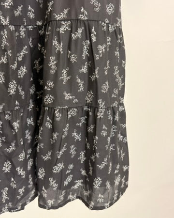 Black Floral Ruffle Dress - Size 10/12