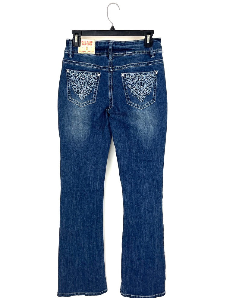 Dark Wash Mid-Rise Bootcut Jeans - Size 0/2