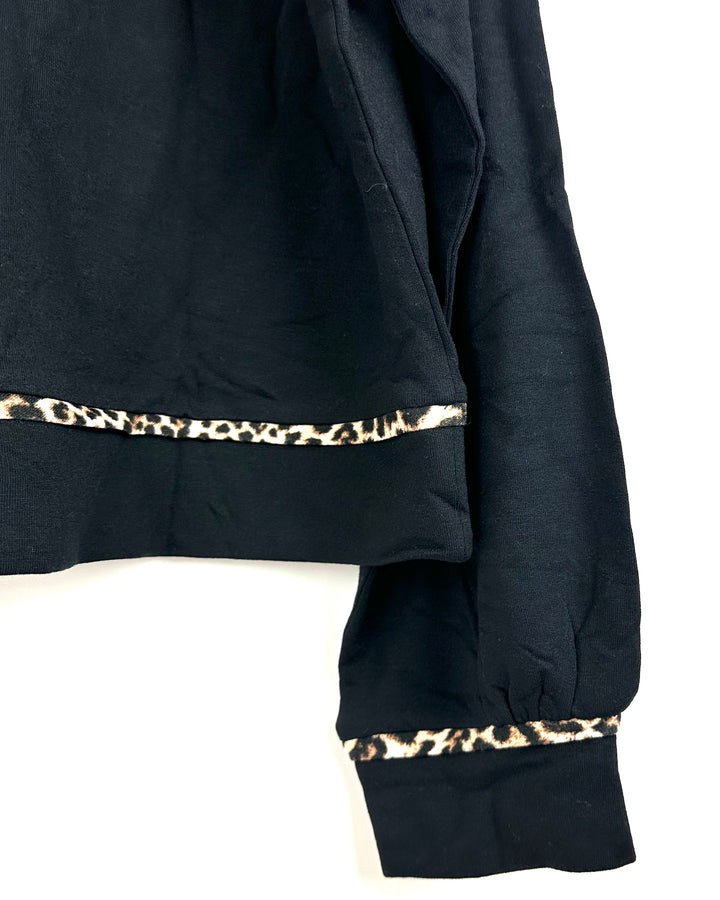Black and Leopard Print Loungewear Set - Small